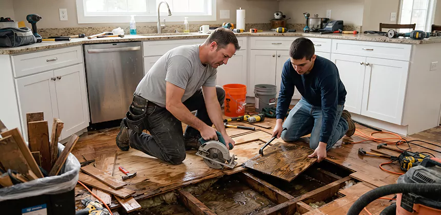 Kitchen Floor Water Damage Repair in Pearland